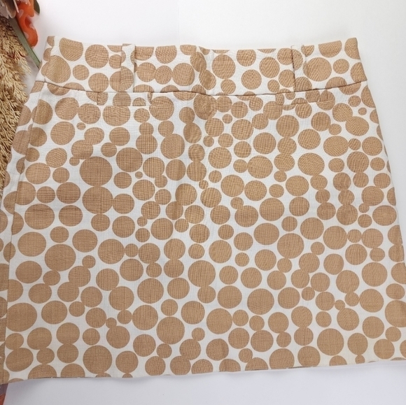 🔴 J. CREW Off White Tan Dotted Skirt Sz 2 - Picture 3 of 11